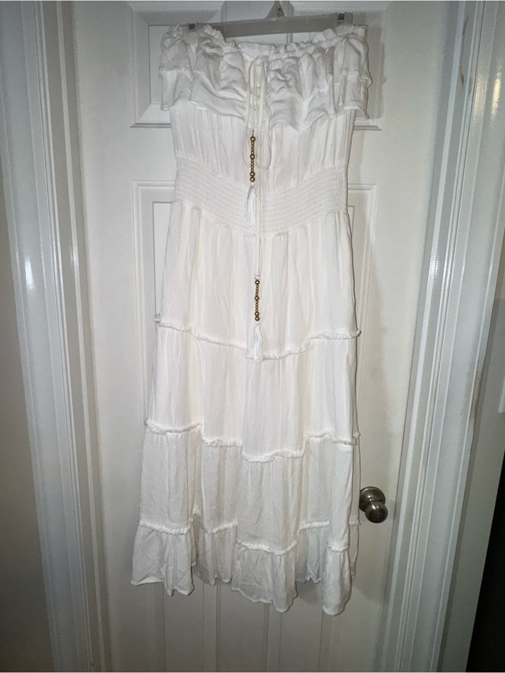 DOTTI NEW Strapless White Maxi Dress Cover-Up. Large